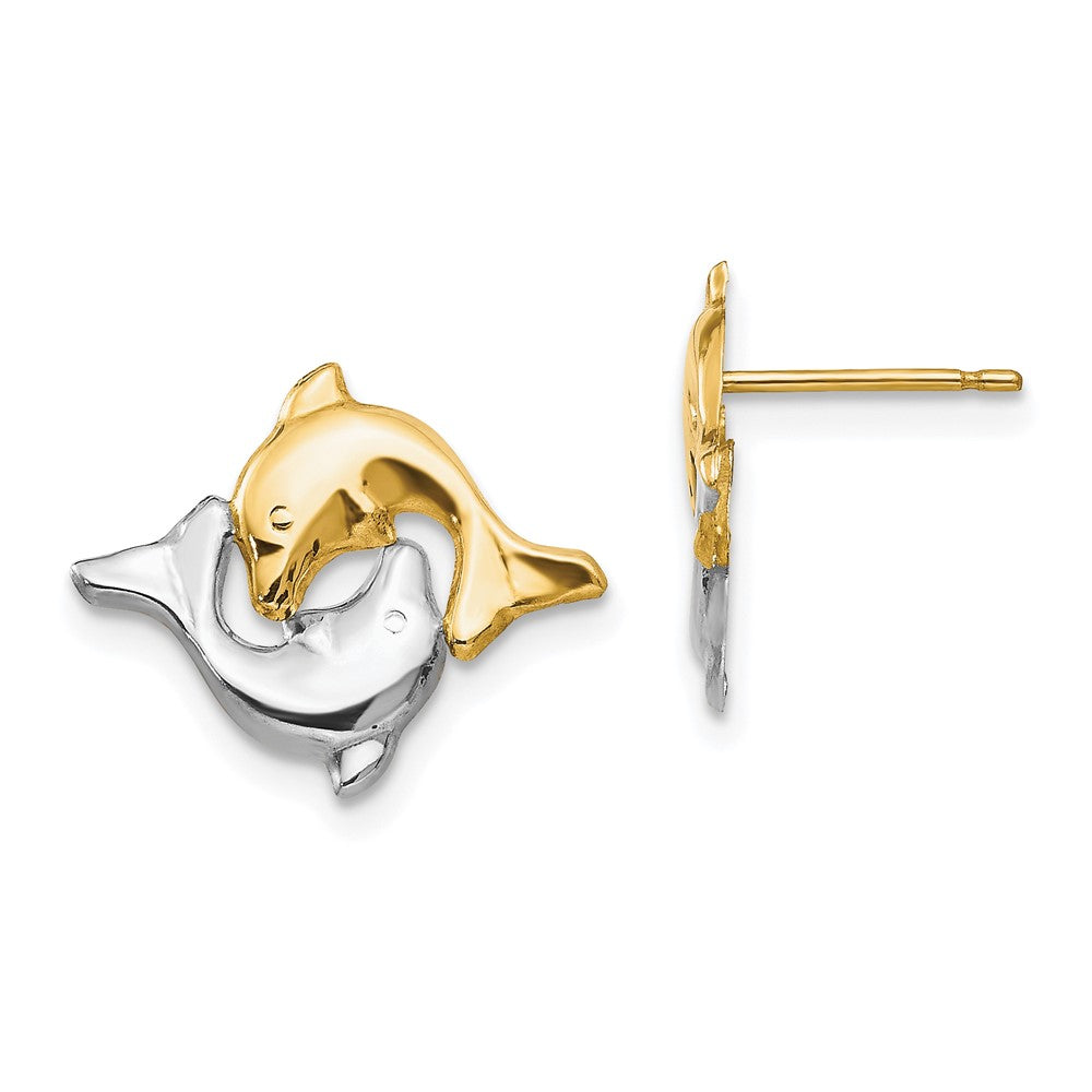 14K Two-Tone Gold Madi K Dolphin Post Earrings