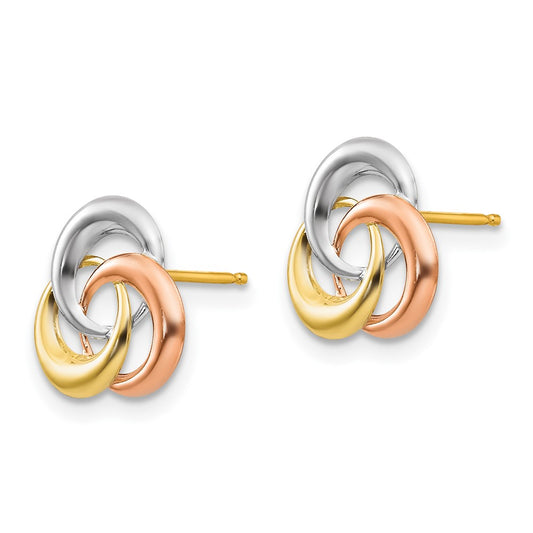 14K Tri-Color Gold Madi K 3 Circle Post Earrings