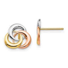 14K Tri-Color Gold Madi K 3 Circle Post Earrings