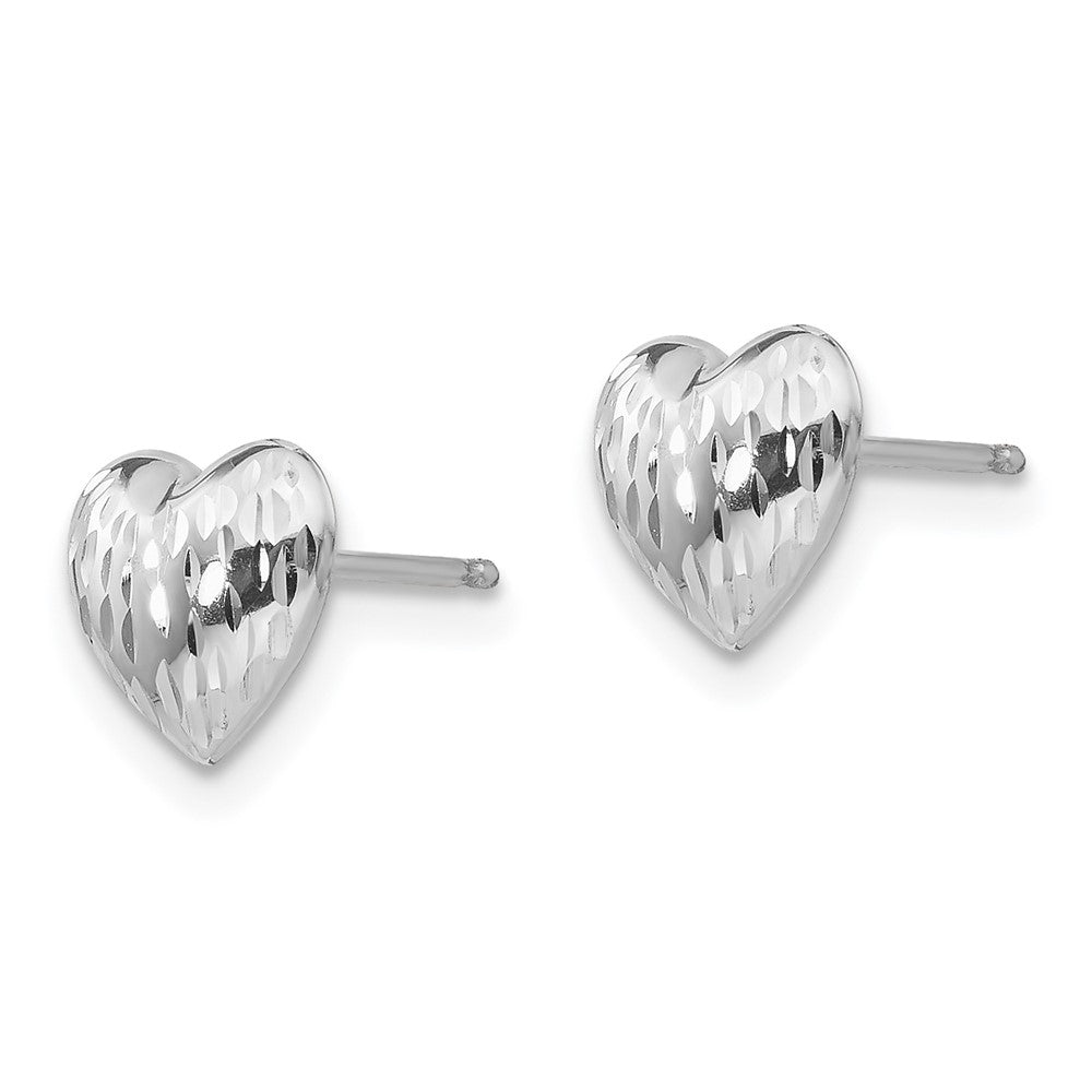 14K White Gold Madi K Diamond-cut Heart Earrings