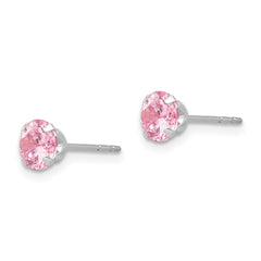 14K White Gold Madi K 5mm Pink CZ Post Earrings