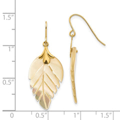 14K Yellow Gold Madi K Mother of Pearl Leaf Dangle Earrings