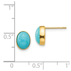 14K Yellow Gold Madi K Bezel Set Oval Turquoise Post Earrings