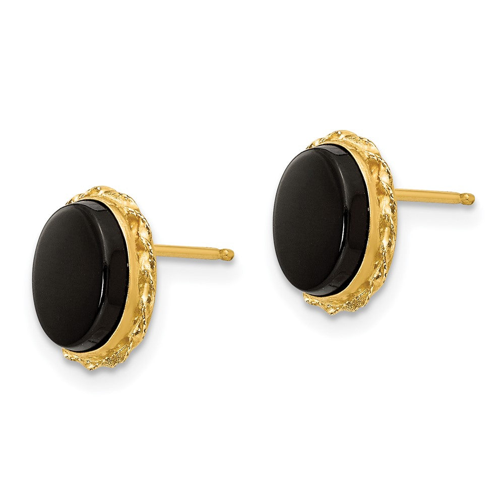14K Yellow Gold Madi K Bezel Onyx Earrings