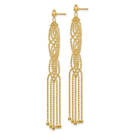 14K Yellow Gold Beaded Earrings