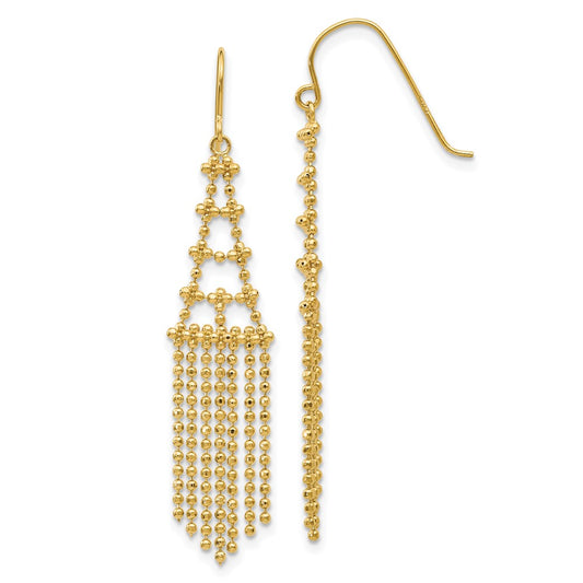 14K Yellow Gold Beaded Earrings