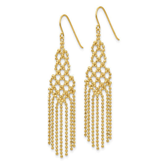 14K Yellow Gold Bead Chain Earrings