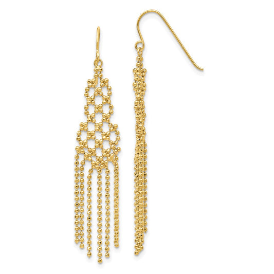 14K Yellow Gold Bead Chain Earrings