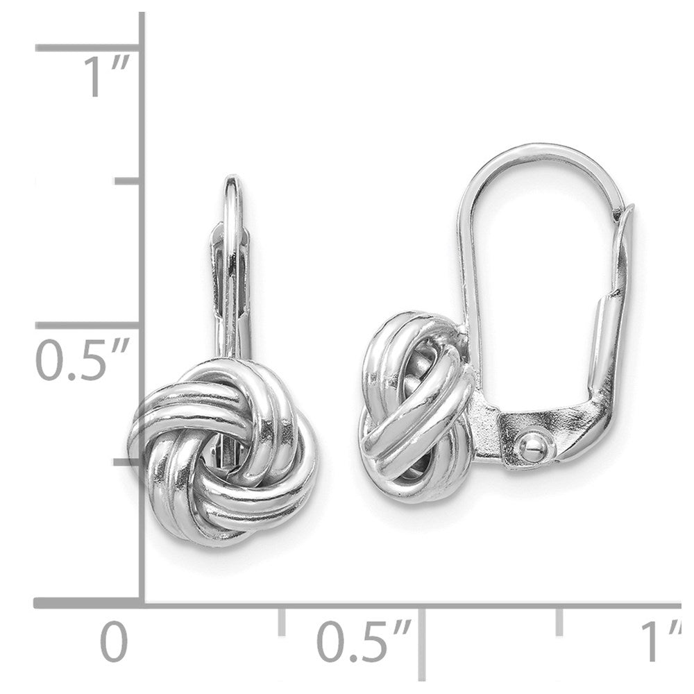 14K White Gold Polished Love Knot Leverback Earrings