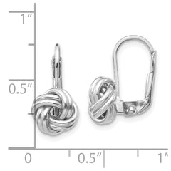 14K White Gold Polished Love Knot Leverback Earrings