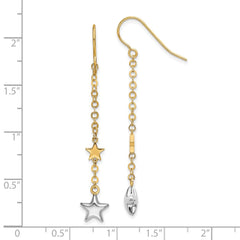 14K Two-Tone Gold Stars Drop French Wire Earrings