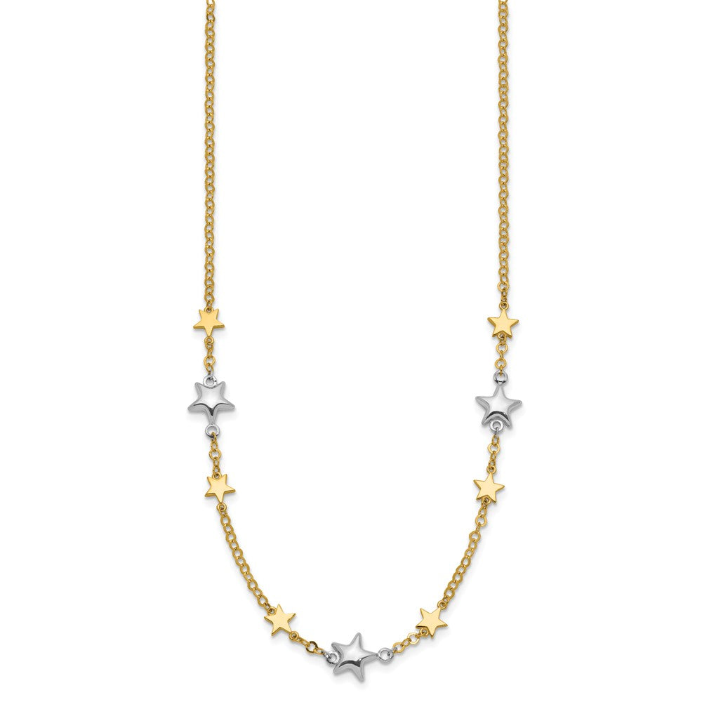 14K Two-Tone Gold Stars with 1in ext. Necklace