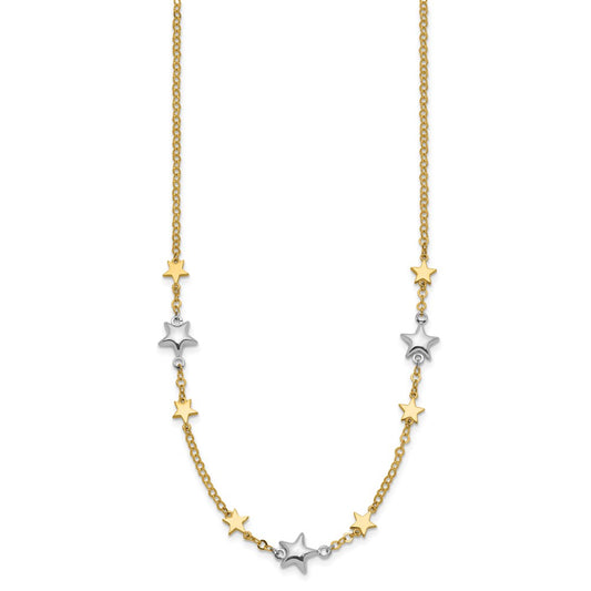 14K Two-Tone Gold Stars with 1in ext. Necklace