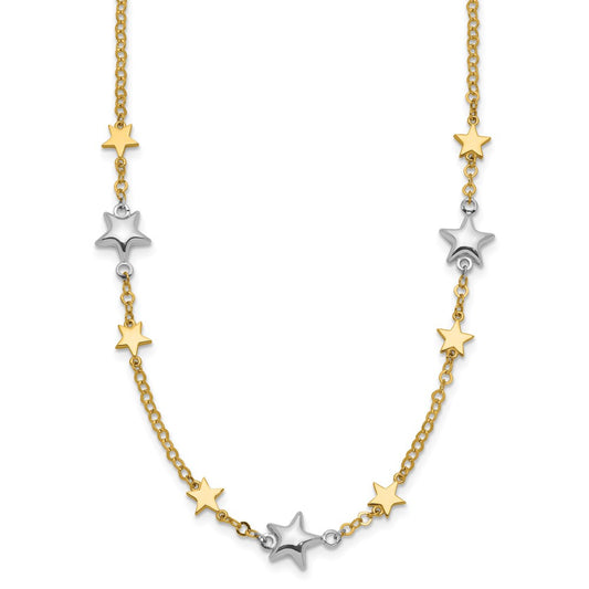 14K Two-Tone Gold Stars with 1in ext. Necklace