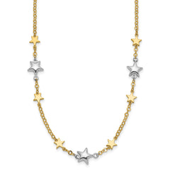 14K Two-Tone Gold Stars with 1in ext. Necklace