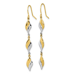 14K Two-Tone Gold Polished Wavy Dangle Earrings