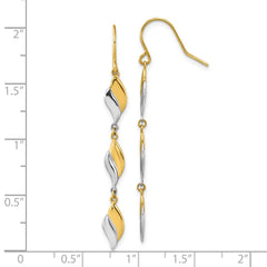 14K Two-Tone Gold Polished Wavy Dangle Earrings