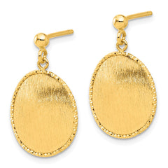 14K Yellow Gold Polished & Brushed Diamond-cut Round Dangle Post Earrings