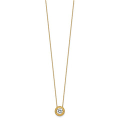 14K Yellow Gold CZ Bezel 16in with 2in ext. Necklace and Earrings Set