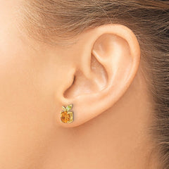 14K Yellow Gold Citrine and Peridot Orange Post Earrings