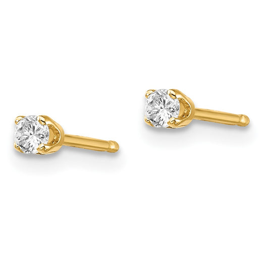 14K Yellow Gold .10ct. I2 K-L Diamond Stud Push-on Post Earrings