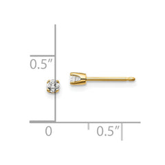 14K Yellow Gold .10ct. I2 K-L Diamond Stud Push-on Post Earrings