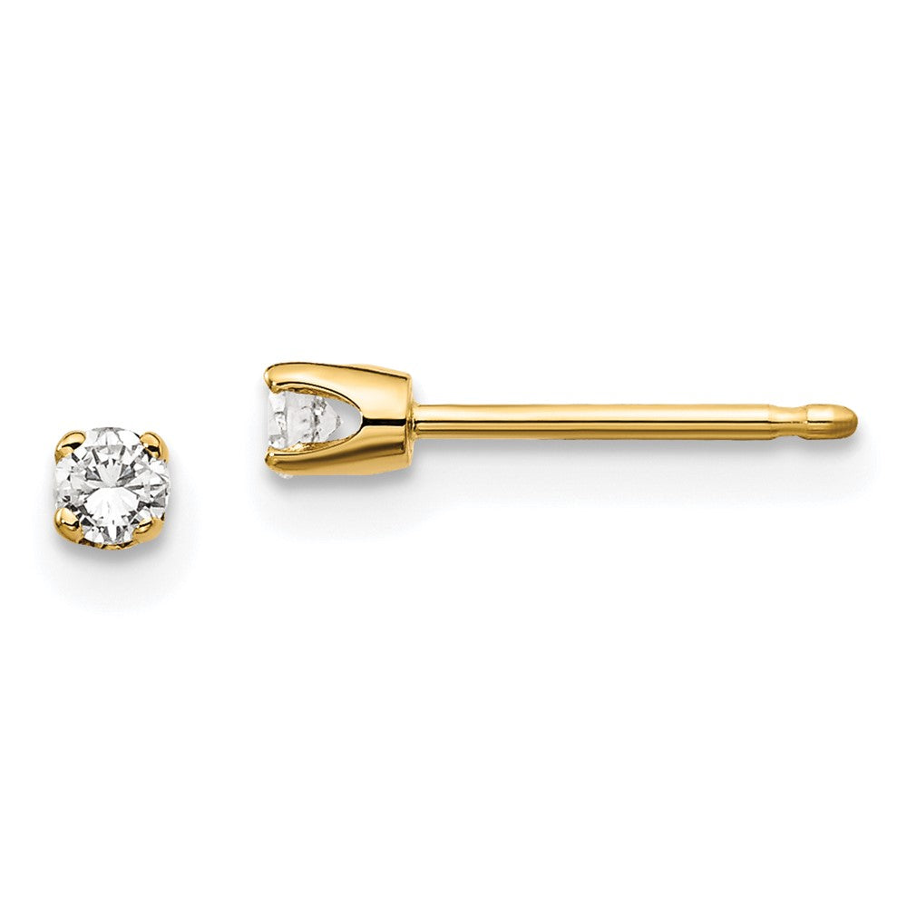 14K Yellow Gold .10ct. I2 K-L Diamond Stud Push-on Post Earrings