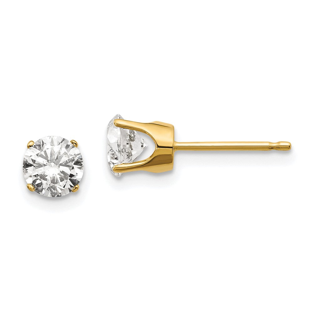 14K Yellow Gold 1.00ct. I2 K-L Diamond Stud Push-on Post Earrings