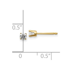 14K Yellow Gold .20ct. I2 K-L Diamond Stud Push-on Post Earrings