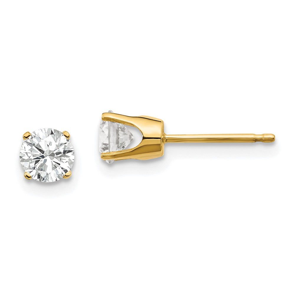 14K Yellow Gold .75ct. I1 J-K Diamond Stud Push-on Post Earrings