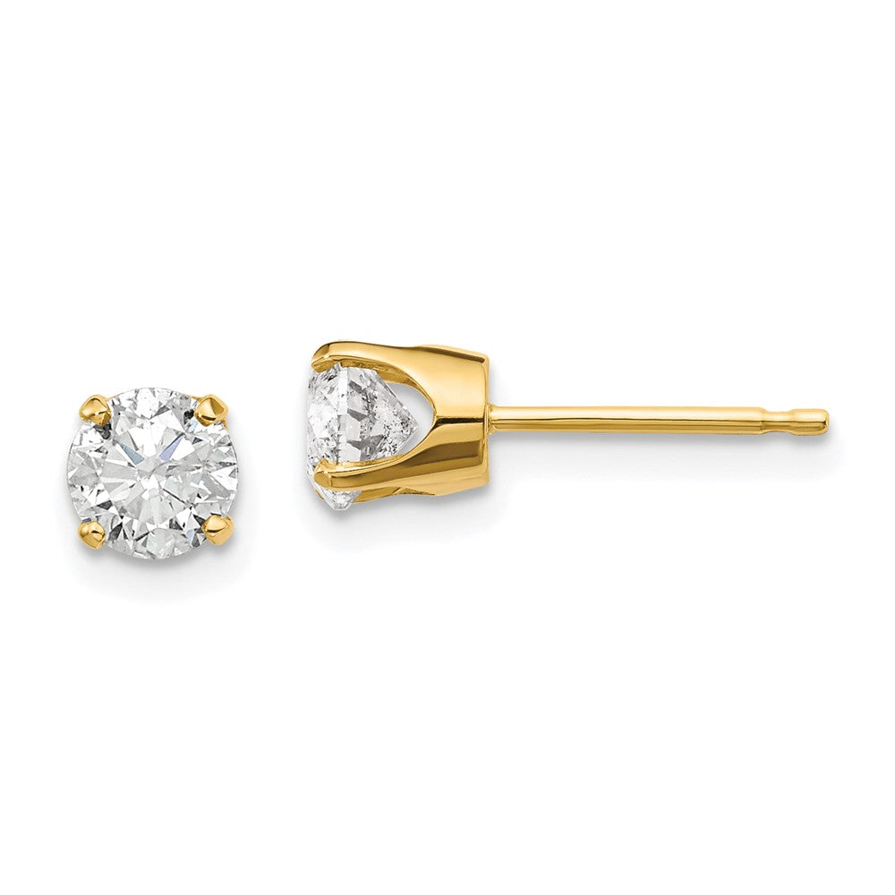 14K Yellow Gold .95ct. I2 K-L Diamond Stud Push-on Post Earrings