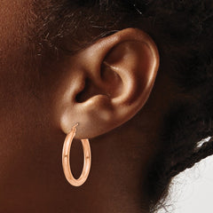 14K Rose Gold Polished 3mm Lightweight Tube Hoop Earrings