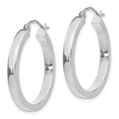 14K White Gold 2x3mm Rectangle Tube Hoop