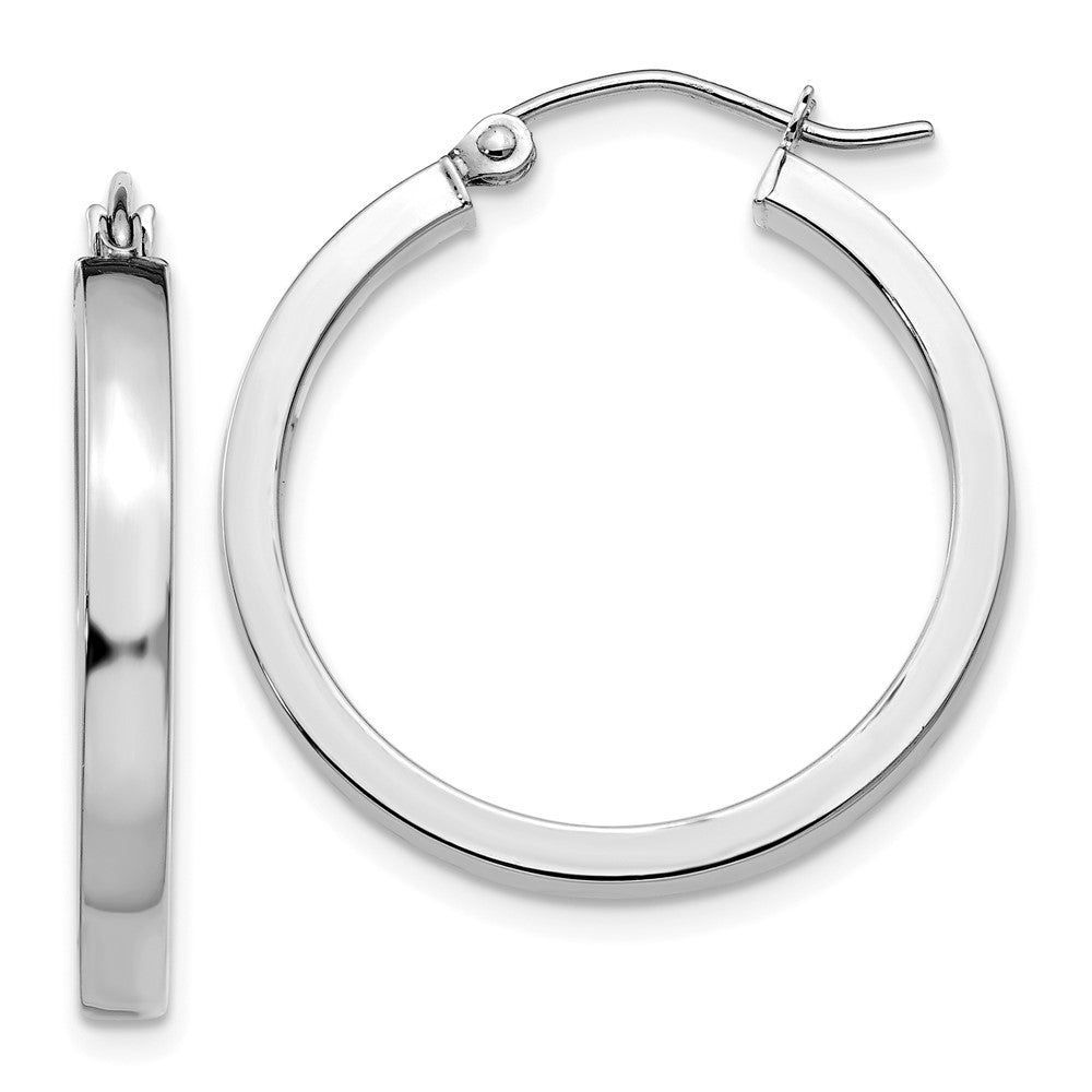 14K White Gold 2x3mm Rectangle Tube Hoop