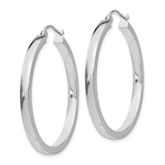 14K White Gold 2x3mm Rectangle Tube Hoop