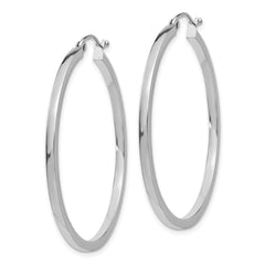 14K White Gold 2mm Square Tube Hoops