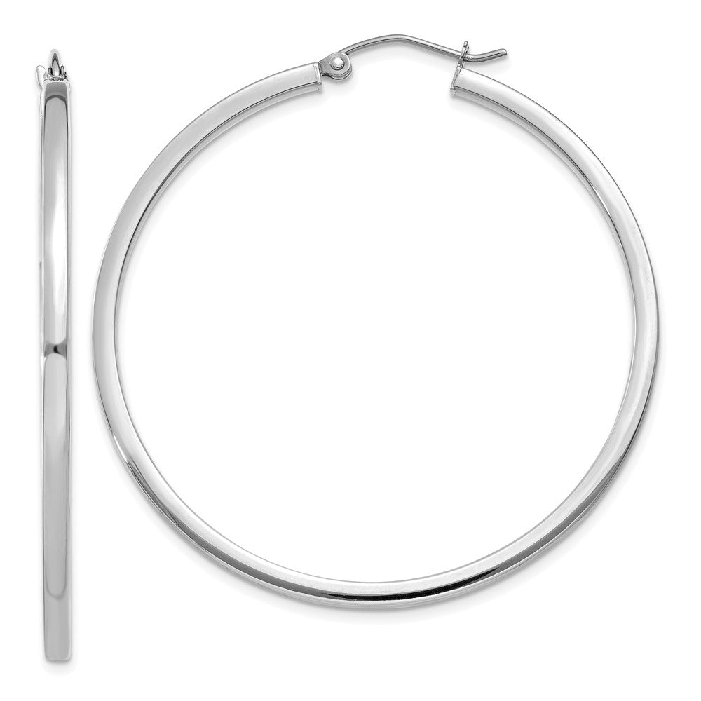 14K White Gold 2mm Square Tube Hoops