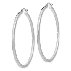 14K White Gold 2mm Square Tube Hoops