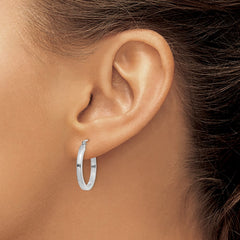 14K White Gold 2mm Square Tube Hoops