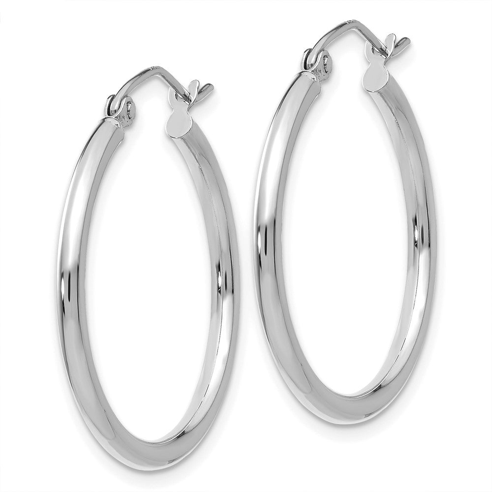 14K White Gold Polished 2x25mm Tube Hoop Earrings