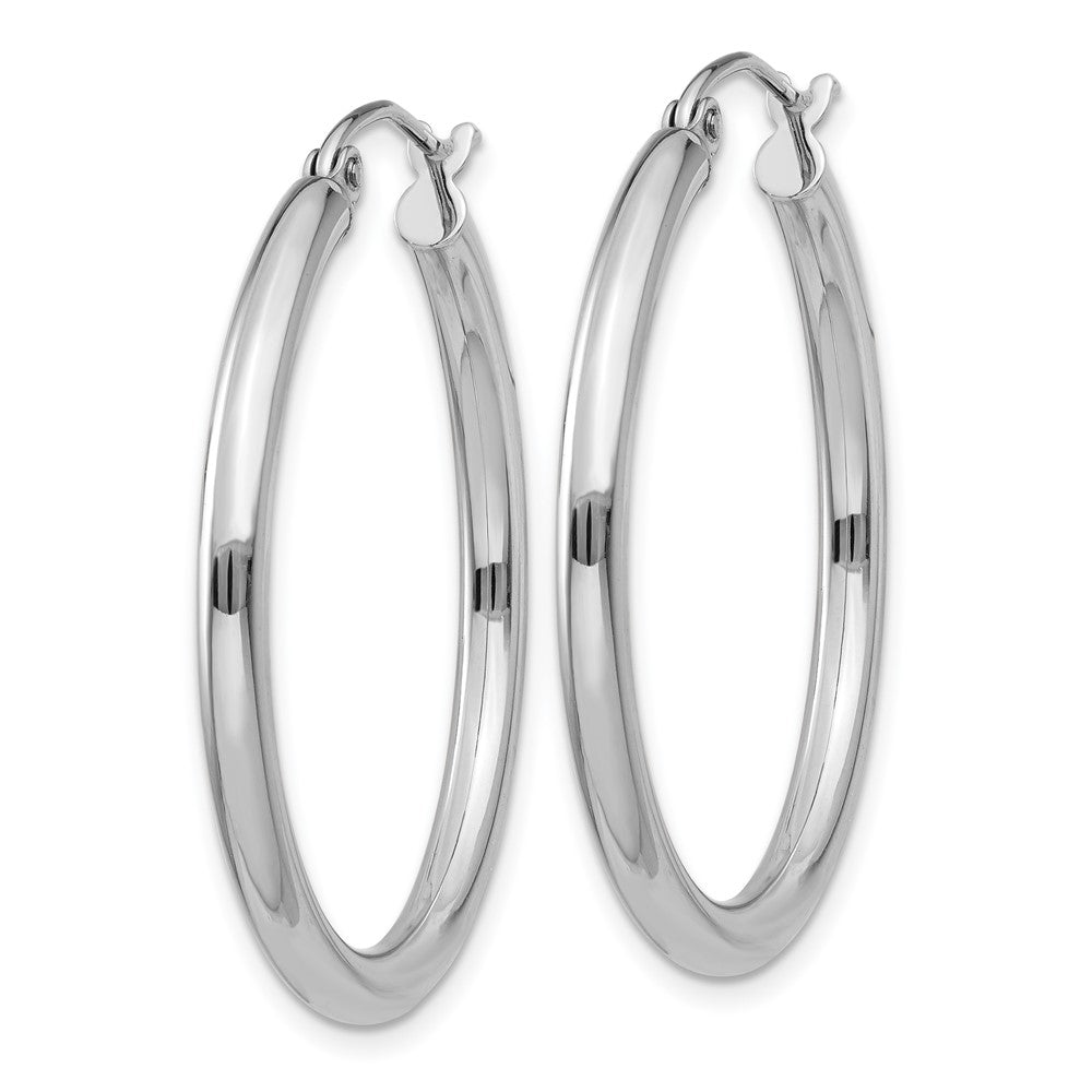 14K White Gold Polished 2.5mm Tube Hoop Earrings