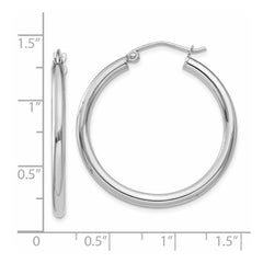 14K White Gold Polished 2.5mm Tube Hoop Earrings