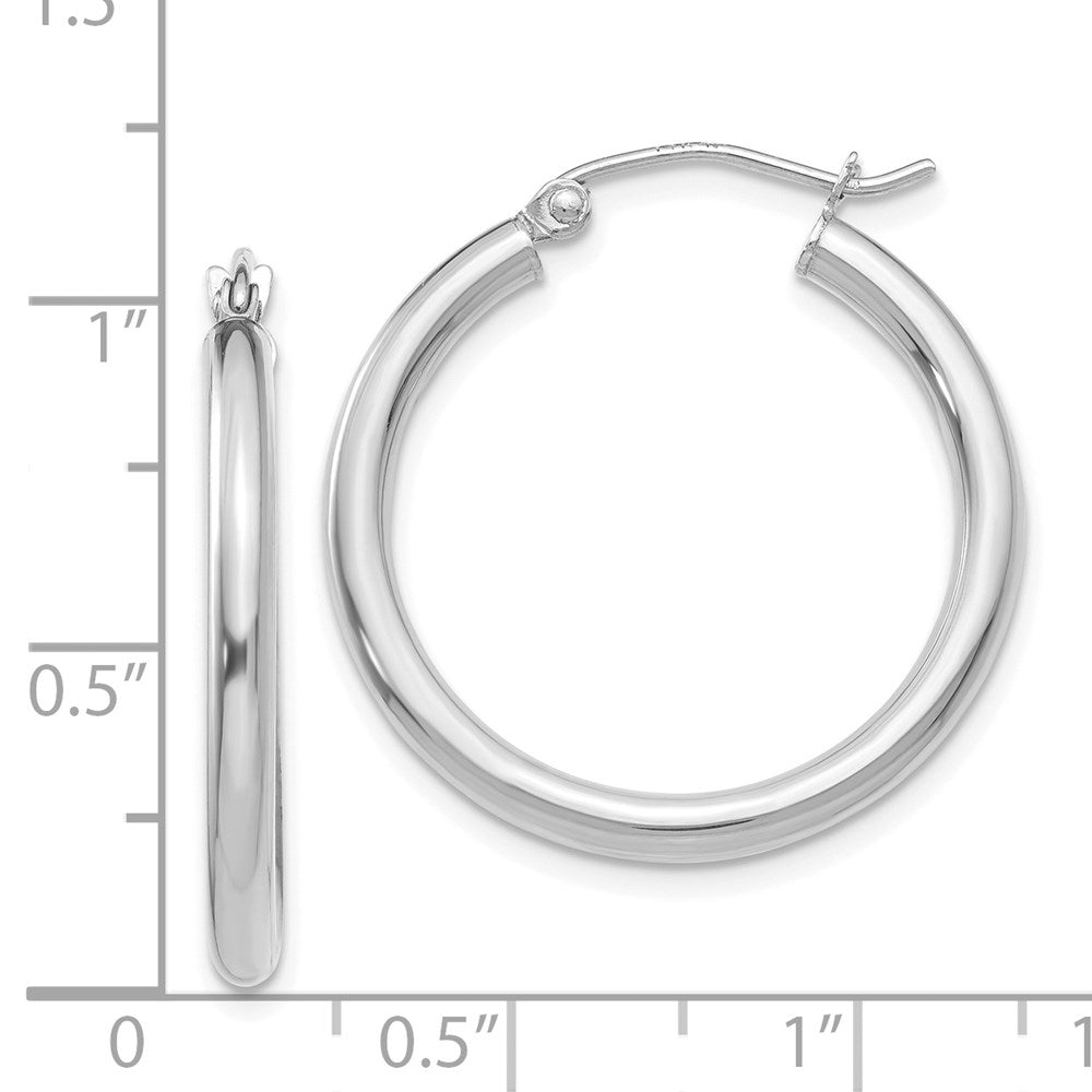 14K White Gold Polished 2.5mm Tube Hoop Earrings