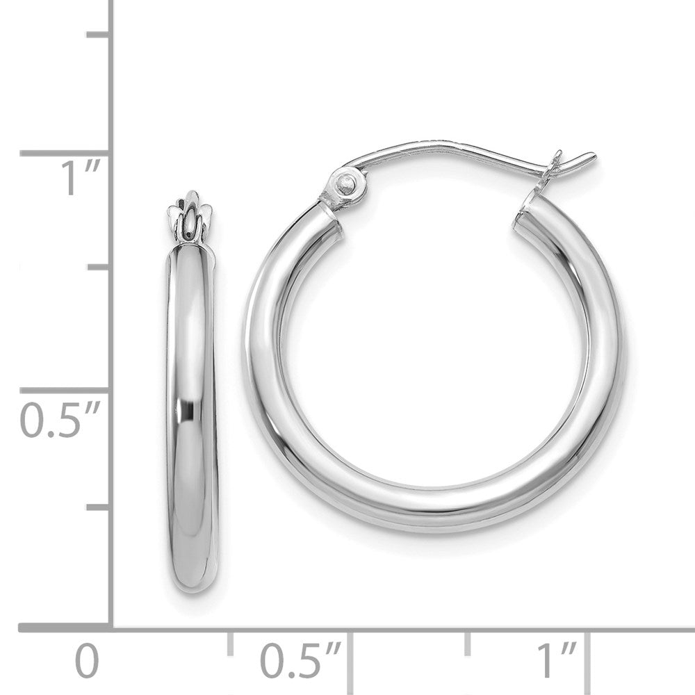 14K White Gold Polished 2.5mm Tube Hoop Earrings