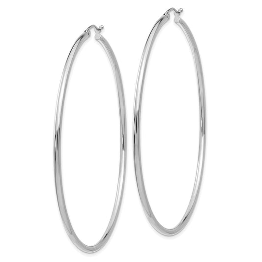 14K White Gold Polished 2.5mm Tube Hoop Earrings