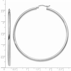 14K White Gold Polished 2.5mm Tube Hoop Earrings