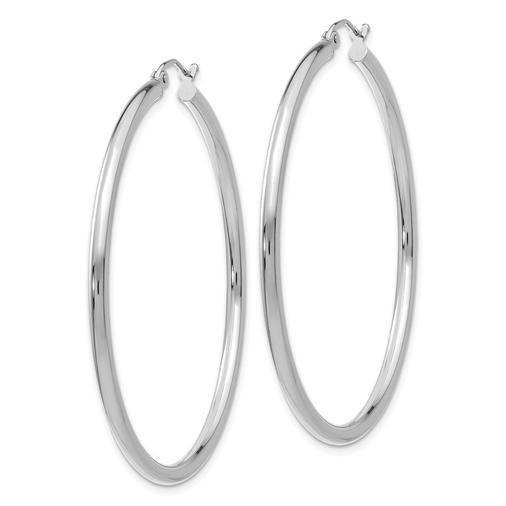 14K White Gold Polished 2.5mm Tube Hoop Earrings