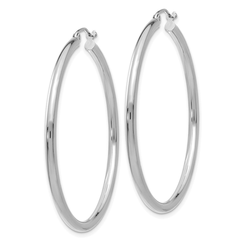 14K White Gold Polished 2.5mm Lightweight Tube Hoop Earrings