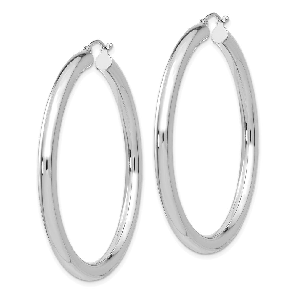 14K White Gold Polished 4mm Tube Hoop Earrings