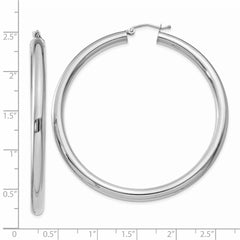 14K White Gold Polished 4mm Tube Hoop Earrings